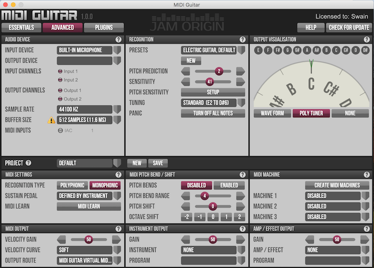 将吉他变成MIDI控制器：Jam Origin MIDI Guitar Mac版